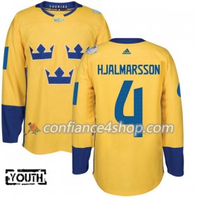 Adidas Maillot de Hockey Suède Niklas Hjalmarsson 4 Coupe du monde de hockey sur glace 2016 Jaune Premier - Enfant